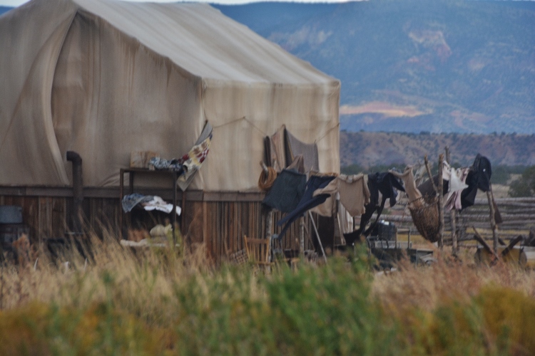 film set scene, tents